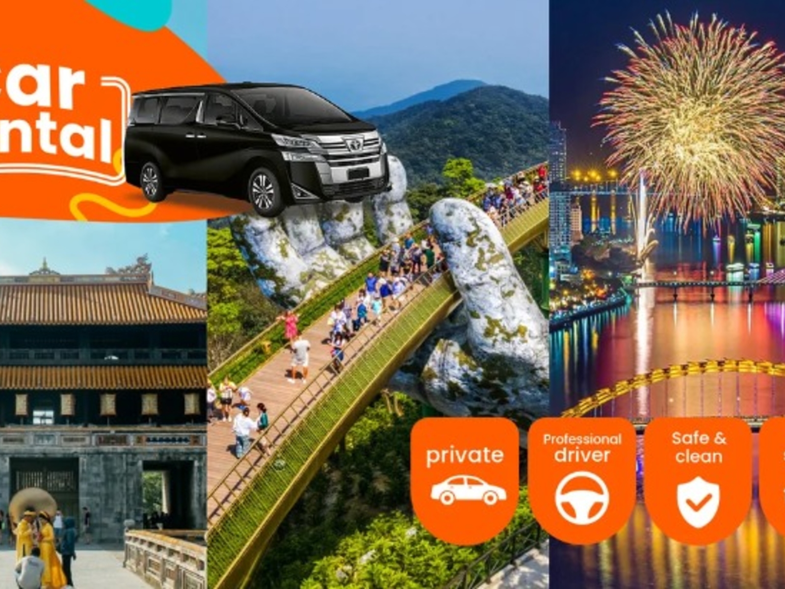 Hoi An → Hue & Ba Na Hills & Da Nang Transfer